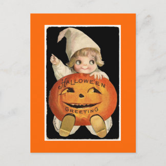 Vintage Halloween Pumpa Bebis -Postkort Vykort