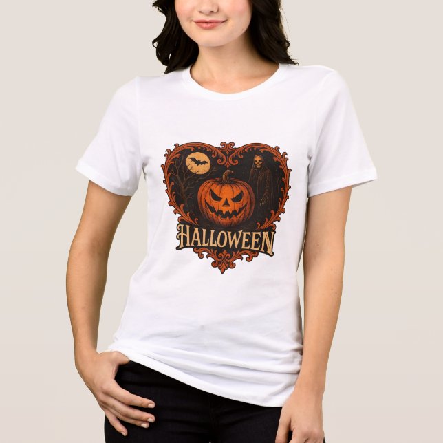 Vintage Halloween-pumpa & Dödgrävaren Dam Tröja (Framsida)