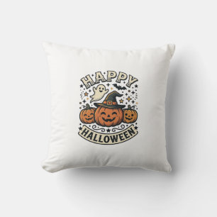 Vintage Halloween-pumpa Ghost T-shirtdesign_1 Kudde