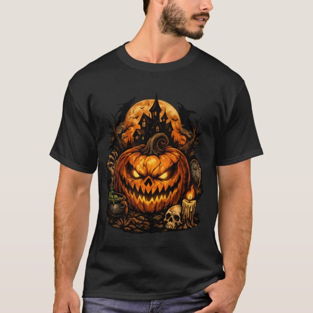 Vintage Halloween-pumpa Grafisk T-shirt (Framsida)