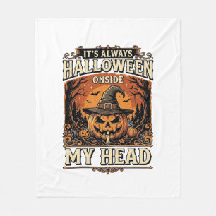 Vintage Halloween Pumpa Häxa Hatt T-shirt Design_1 Fleecefilt