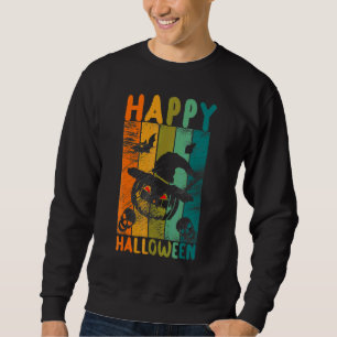 Vintage Halloween-pumpa Jack O Lantern Kuslig Fa Lång Ärmad Tröja