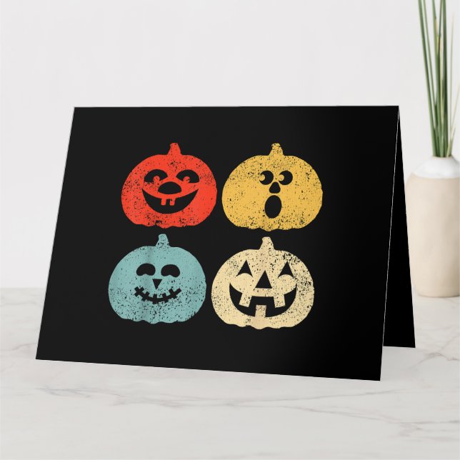 Vintage Halloween-pumpa Roligt Retro-present Kort (Framsida)