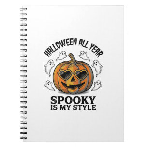 Vintage Halloween-pumpa spök-graverad t-shirt_1 Anteckningsbok