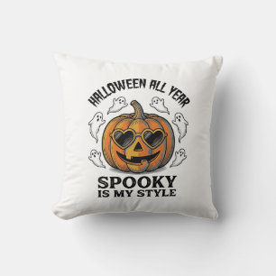 Vintage Halloween-pumpa spök-graverad t-shirt_1 Kudde