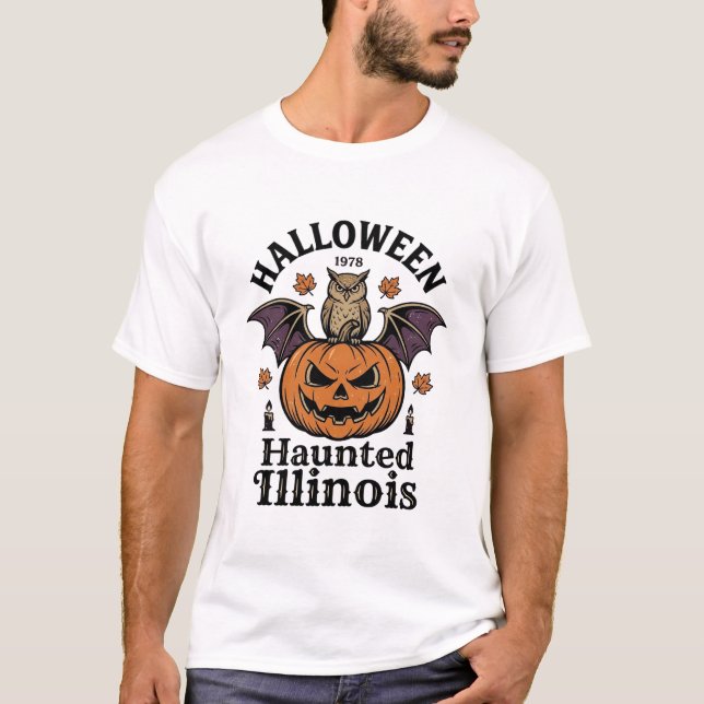 Vintage Halloween Pumpa Uggle Illinois Tröja Desig (Framsida)