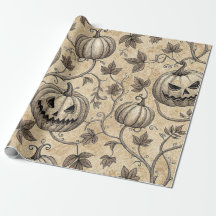 Vintage Halloween Pumpa Vin Mönster