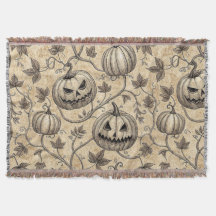 Vintage Halloween-pumpamönster med vinrankor