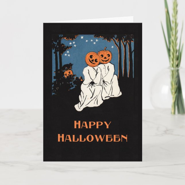 Vintage Halloween Pumpapar Greeting Card Kort (Framsida)