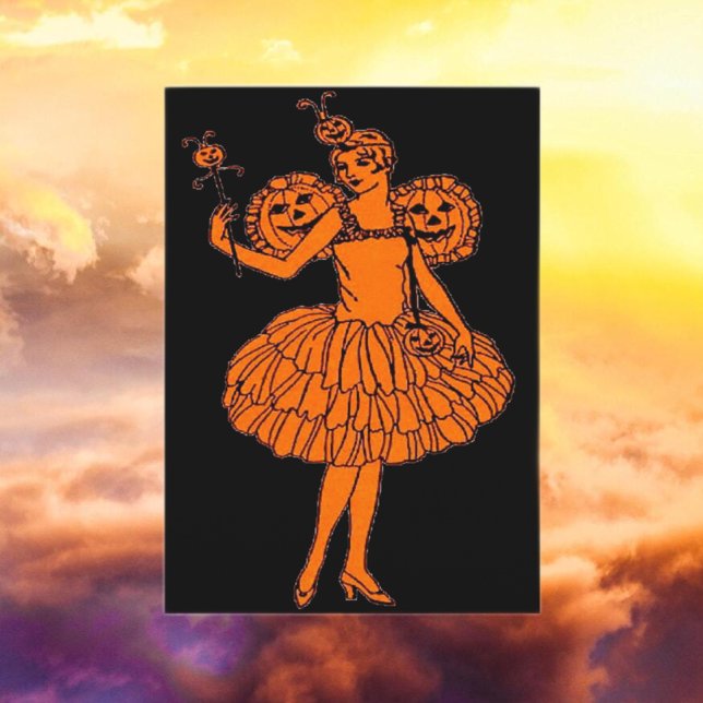 Vintage Halloween Pumpkin Fairy Kort (Skapare uppladdad)