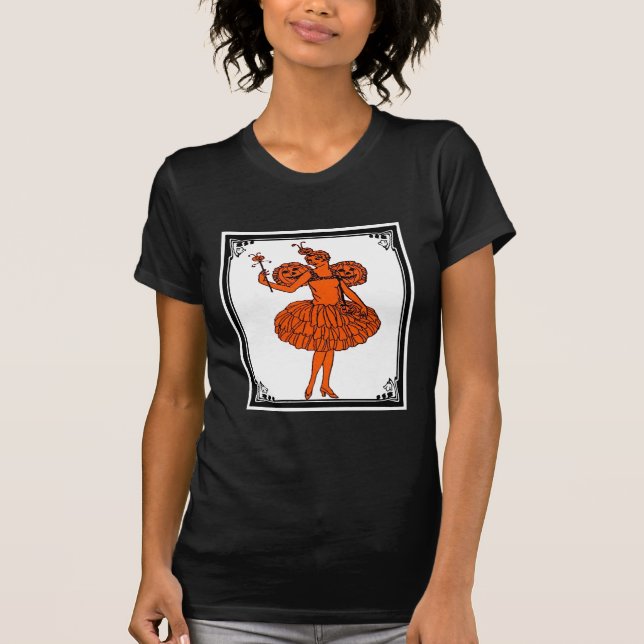 Vintage Halloween Pumpkin Fairy T-shirt (Framsida)
