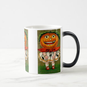Vintage Halloween Pumpkin Head Girl Mugg