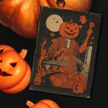 Vintage Halloween Pumpkin Head Kung Farm