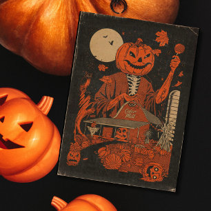 Vintage Halloween Pumpkin Head Kung Farm