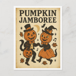 Vintage Halloween Pumpkin Jamboree Vykort