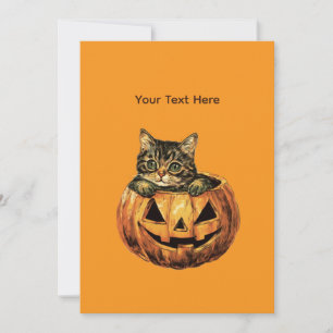 Vintage Halloween Pumpkin Kattunge Inbjudningar