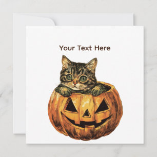 Vintage Halloween Pumpkin Kattunge Inbjudningar