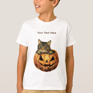 Vintage Halloween Pumpkin Kattunge T Shirt