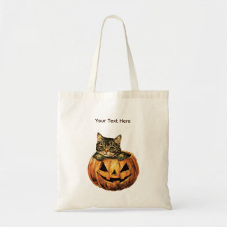 Vintage Halloween Pumpkin Kattunge Tygkasse
