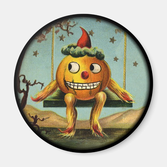 Vintage Halloween Pumpkin Magnet (Framsidan)