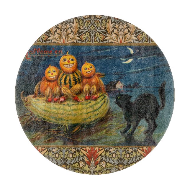 Vintage Halloween Pumpkins Black Cat (Framsidan)