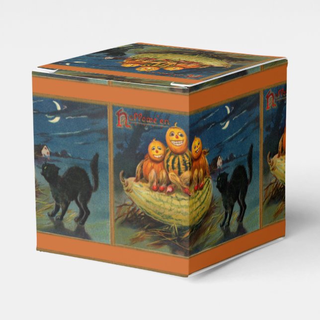 Vintage Halloween Pumpkins Black Cat Presentaskar (Framsidan Sidan)