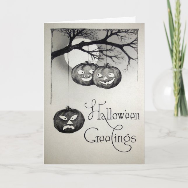 Vintage Halloween Pumpkins Card Helgkort (Framsida)