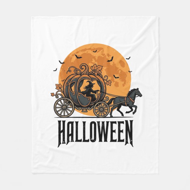 Vintage Halloween-pumpkvagn Häxdörr_1 Fleecefilt (Framsidan)