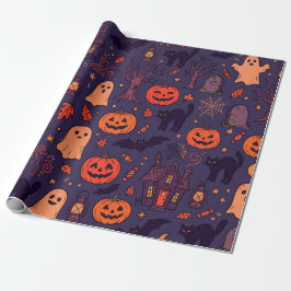 Vintage Halloween-pumpor Spöken & Svarta Katter Presentpapper
