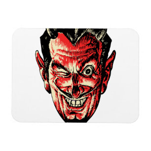 Vintage Halloween Red Djävulen Head Magnet