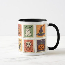 Vintage Halloween Retro Frimärke Mugg