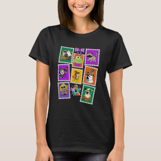 Vintage Halloween Retro Postage Frimärke T Shirt