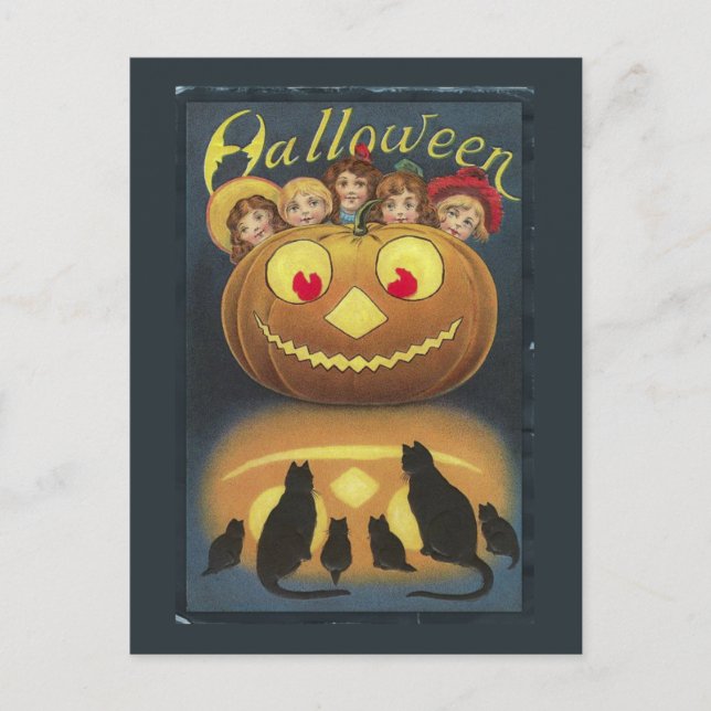Vintage Halloween rolig illustration Vykort (Framsida)