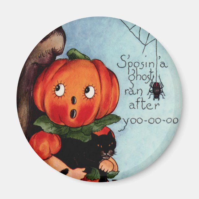 Vintage Halloween Round Magnet (Framsidan)