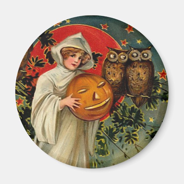 Vintage Halloween Round Magnet (Framsidan)
