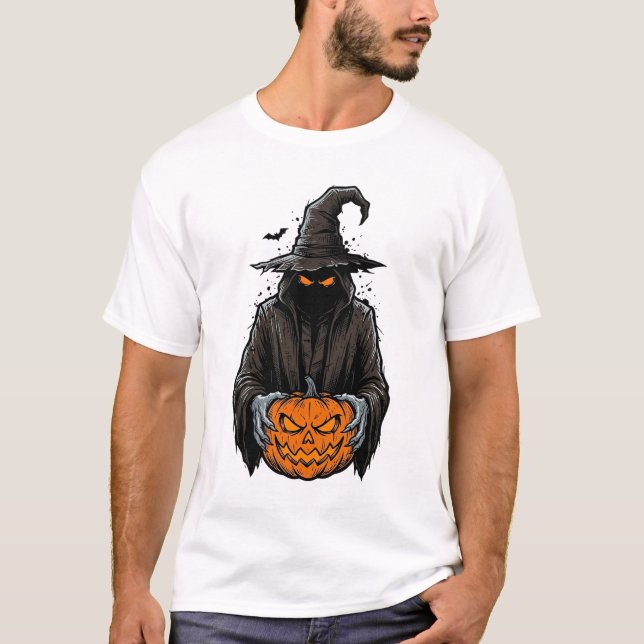 Vintage Halloween Scarecrow Pumpa Tröja Design_1 (Framsida)
