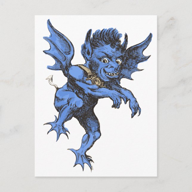 Vintage Halloween, Scary Evil Gargoyle Demon Vykort (Framsida)