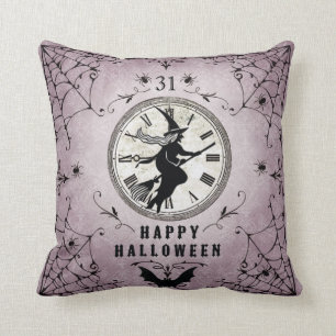 Vintage Halloween silhuett häxa kudde