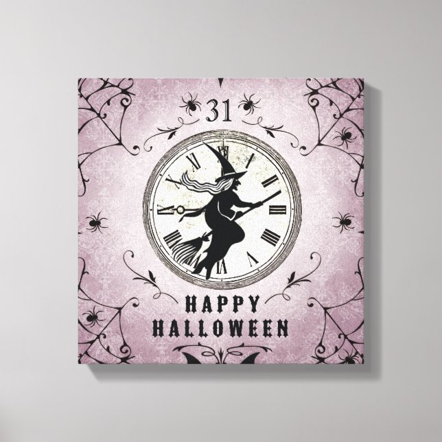 Vintage Halloween silhuette sträckt canvas (Framsida)