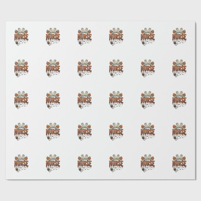 Vintage Halloween Sjuksköterska Spökpumpa Design_1 Presentpapper (Platt)