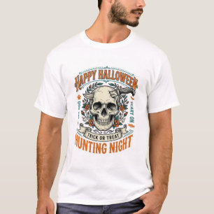 Vintage Halloween Skalle Bus eller Godis T-Shirt D