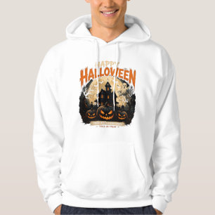 Vintage Halloween Skalle Hemsökt Hus Tröja Hoodie