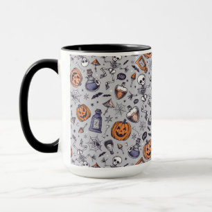 Vintage Halloween Skeleton och Potions Mönster Mugg