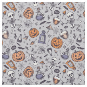 Vintage Halloween Skeleton och Potions Mönster Tyg