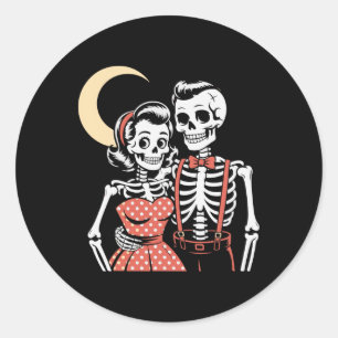 Vintage Halloween Skeleton par i Kärlek 1950s St. Runt Klistermärke