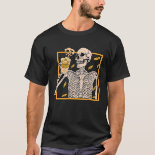 Vintage Halloween Skeleton Pumpkin Spice Latte Syr T Shirt