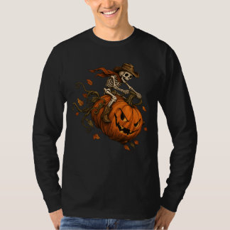 Vintage Halloween skelett pumpa T Shirt