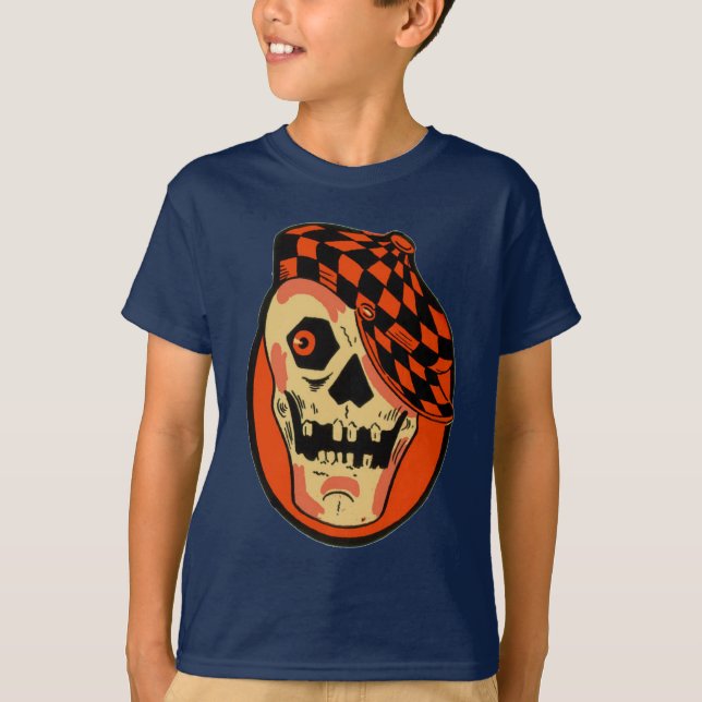 Vintage Halloween skelettmask Tee Shirt (Framsida)