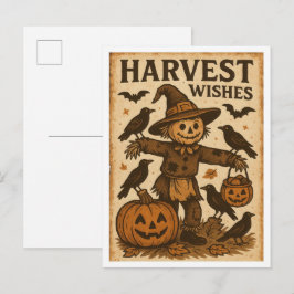 Vintage Halloween skördeönskningar Vykort