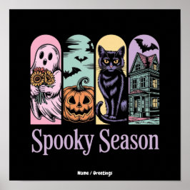 Vintage Halloween Skräck Lågsäsong Söt Kuslig Poster